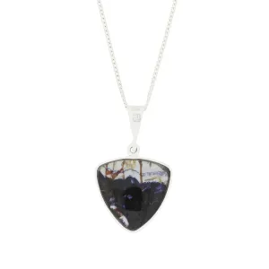 Derbyshire Blue John Sterling Silver Reversible Pendant And Chain