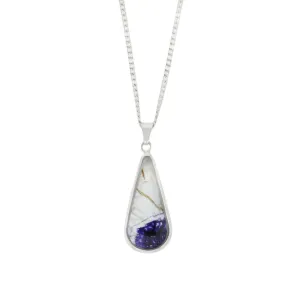 Derbyshire Blue John Sterling Silver Slim Teardrop Pendant and Chain
