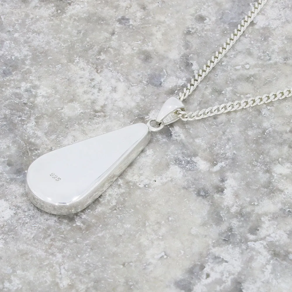 Derbyshire Blue John Sterling Silver Slim Teardrop Pendant and Chain