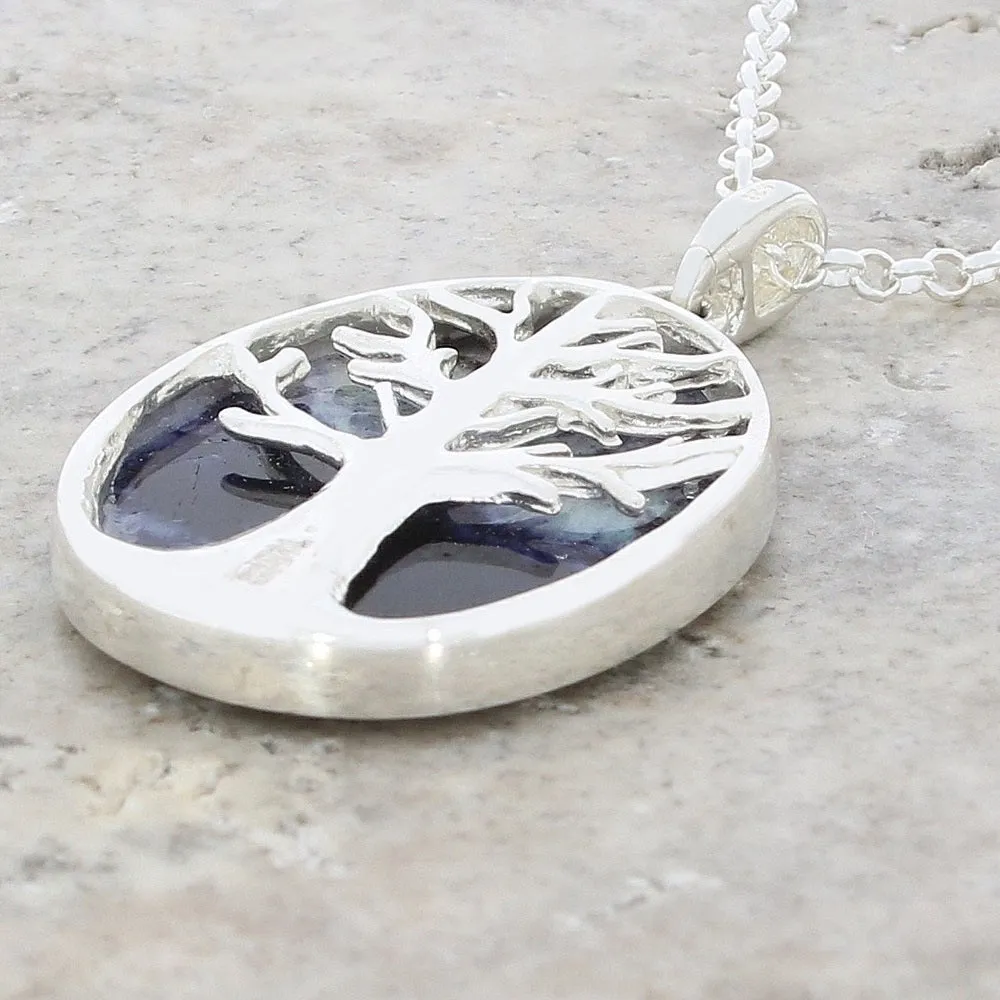 Derbyshire Blue John Tree of Life Oval Pendant And Chain