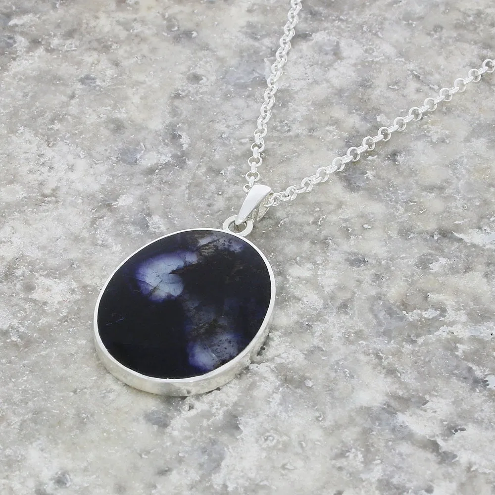 Derbyshire Blue John Tree of Life Oval Pendant And Chain
