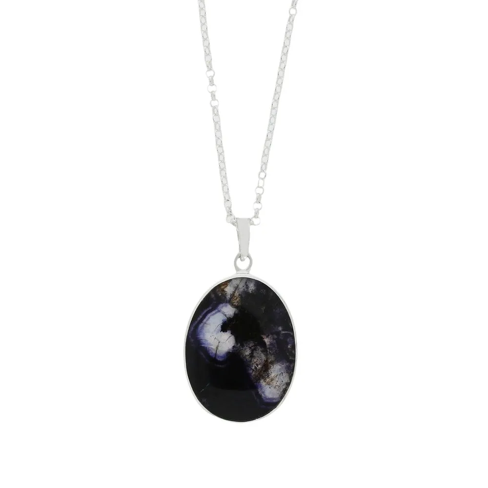Derbyshire Blue John Tree of Life Oval Pendant And Chain