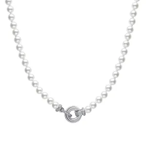 Diamonfire Shell Pearl Necklace N4593 - Cubic Zirconia Fancy Clasp