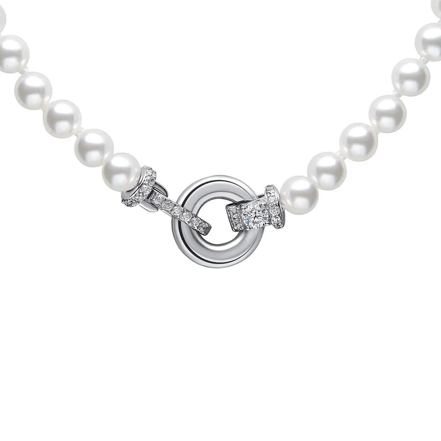 Diamonfire Shell Pearl Necklace N4593 - Cubic Zirconia Fancy Clasp