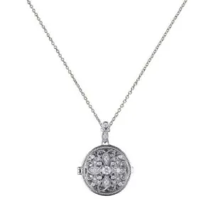 Diamonfire Sterling Silver Cubic Zirconia Round Medallion Filigree Locket and Chain P4613