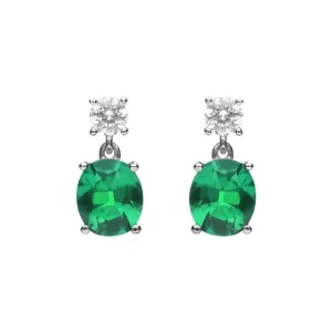 Diamonfire Sterling Silver Green Cubic Zirconia Earrings E6199