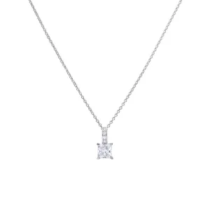 Diamonfire Sterling Silver Princess Cut Zirconia Pendant and Chain P4915