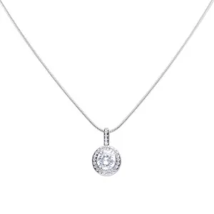 Diamonfire Sterling Silver Zirconia Round Halo Pendant and Chain P4618