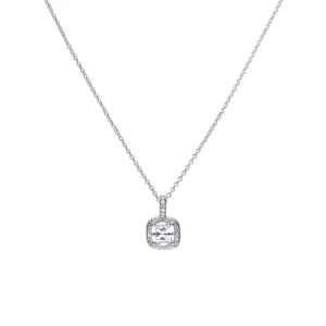 Diamonfire Sterling Silver Zirconia Square Shaped Pendant and Chain P4617