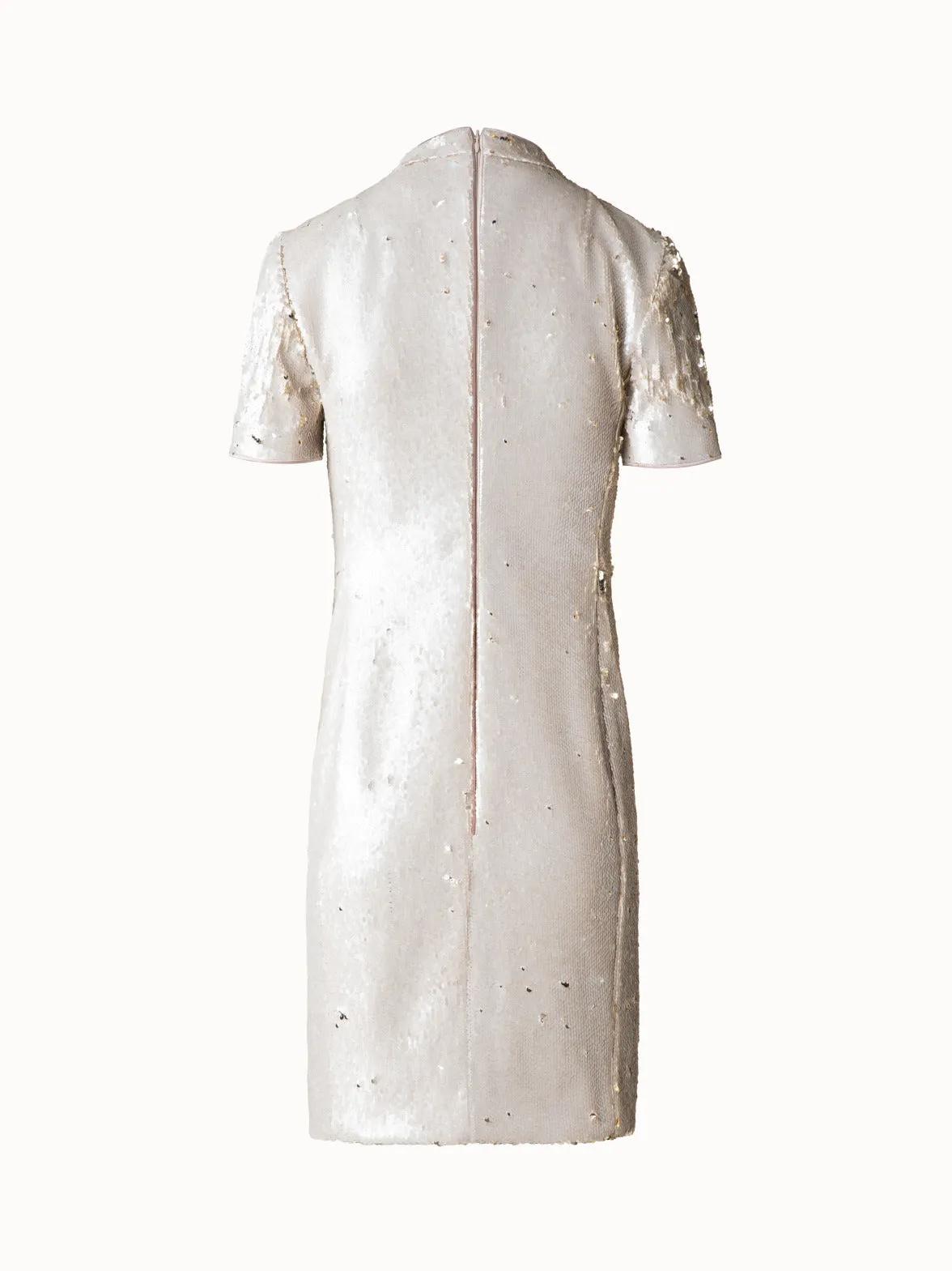 Dual Sequined Sheath Dress with Short Sleeves 