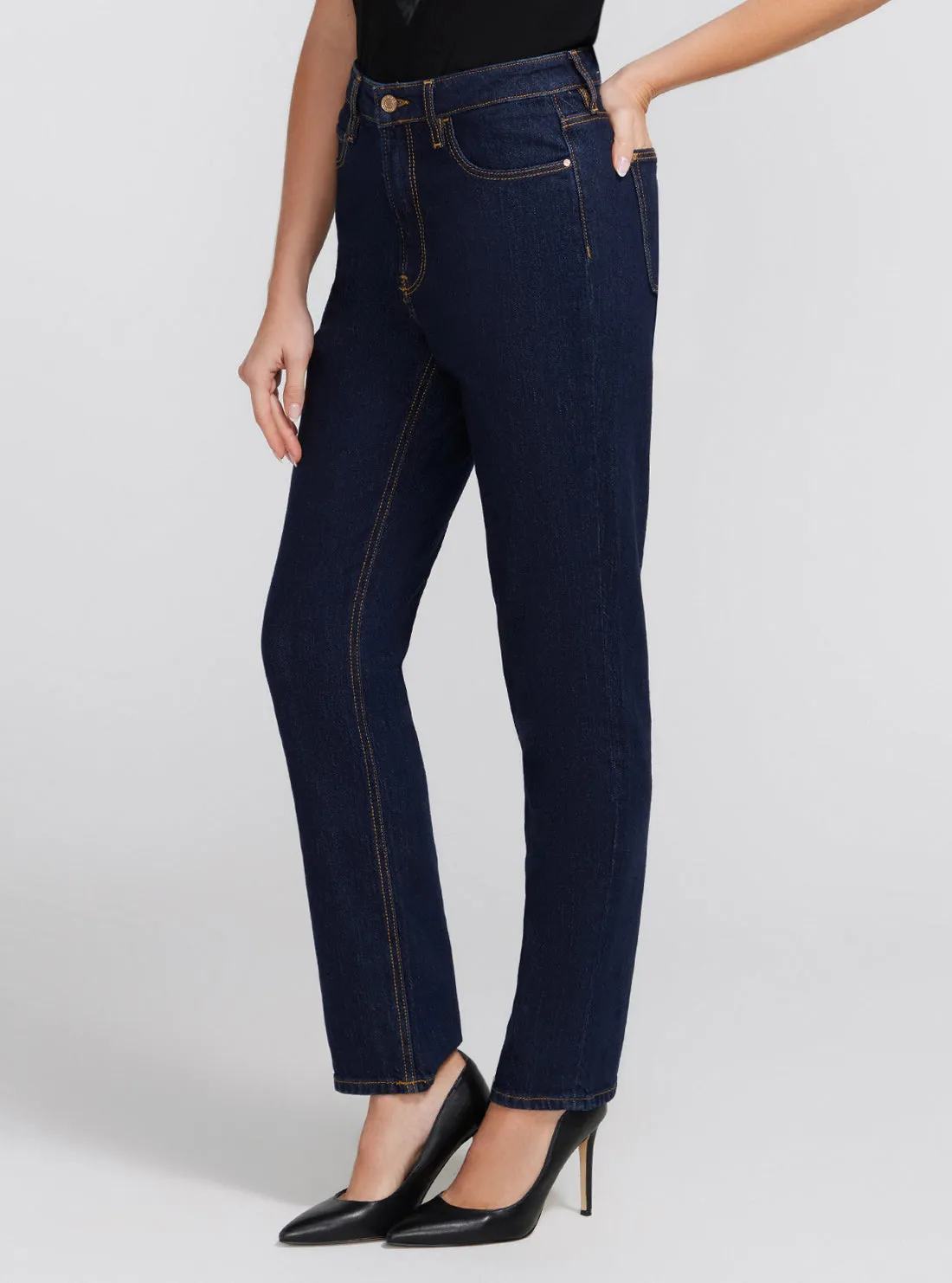 Eco Girly Mid-Rise Denim Jeans in Dark Blue Guess