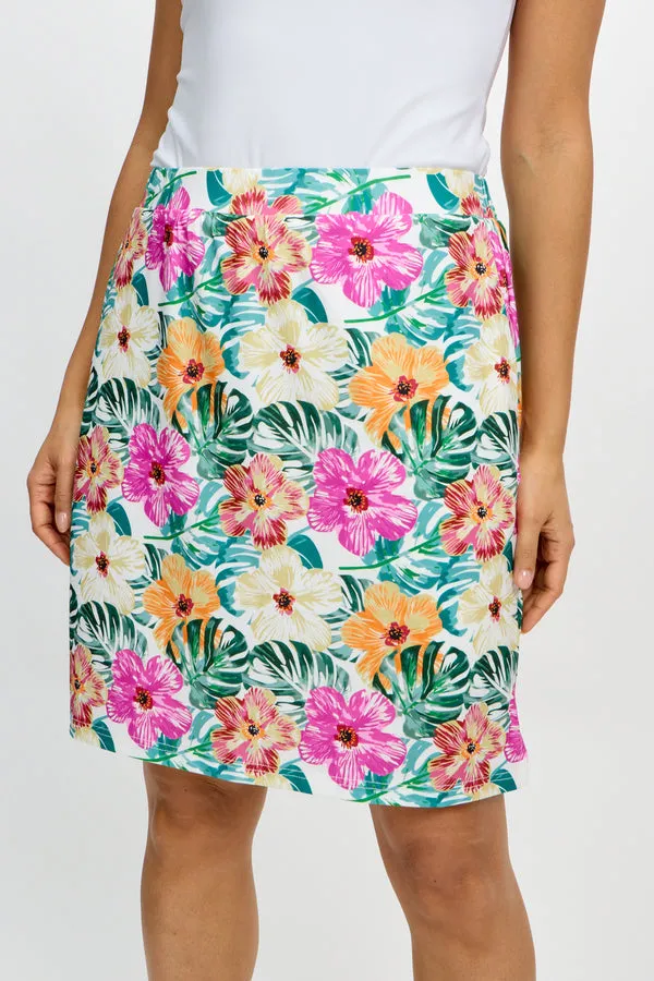 Emproved Women's Pull On Printed Skort - Hawaiian Flowers