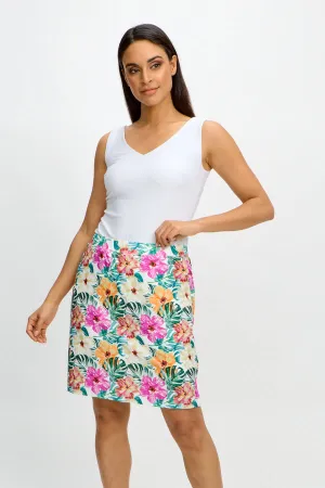 Emproved Women's Pull On Printed Skort - Hawaiian Flowers