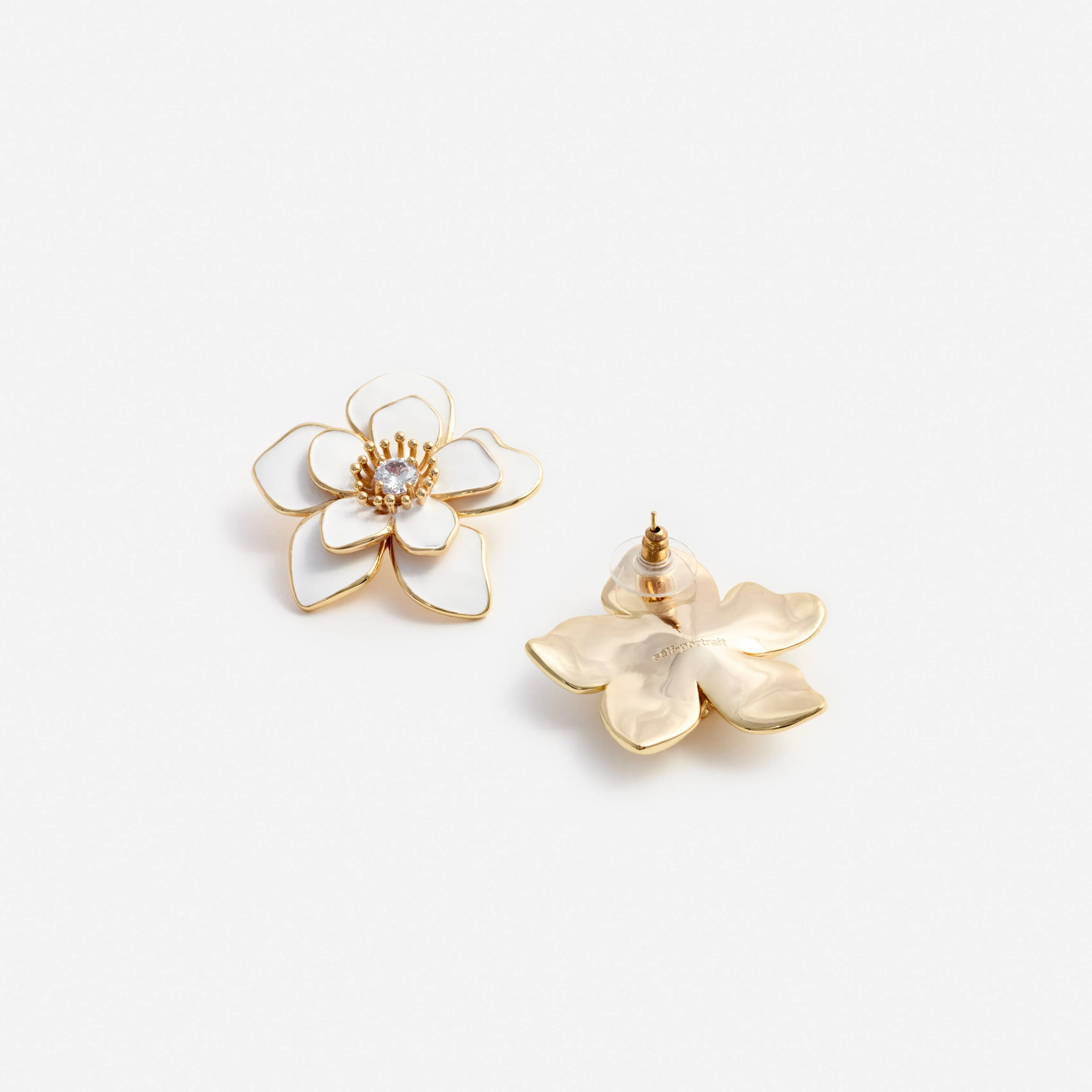 Enamel Flower Earrings Self Portrait