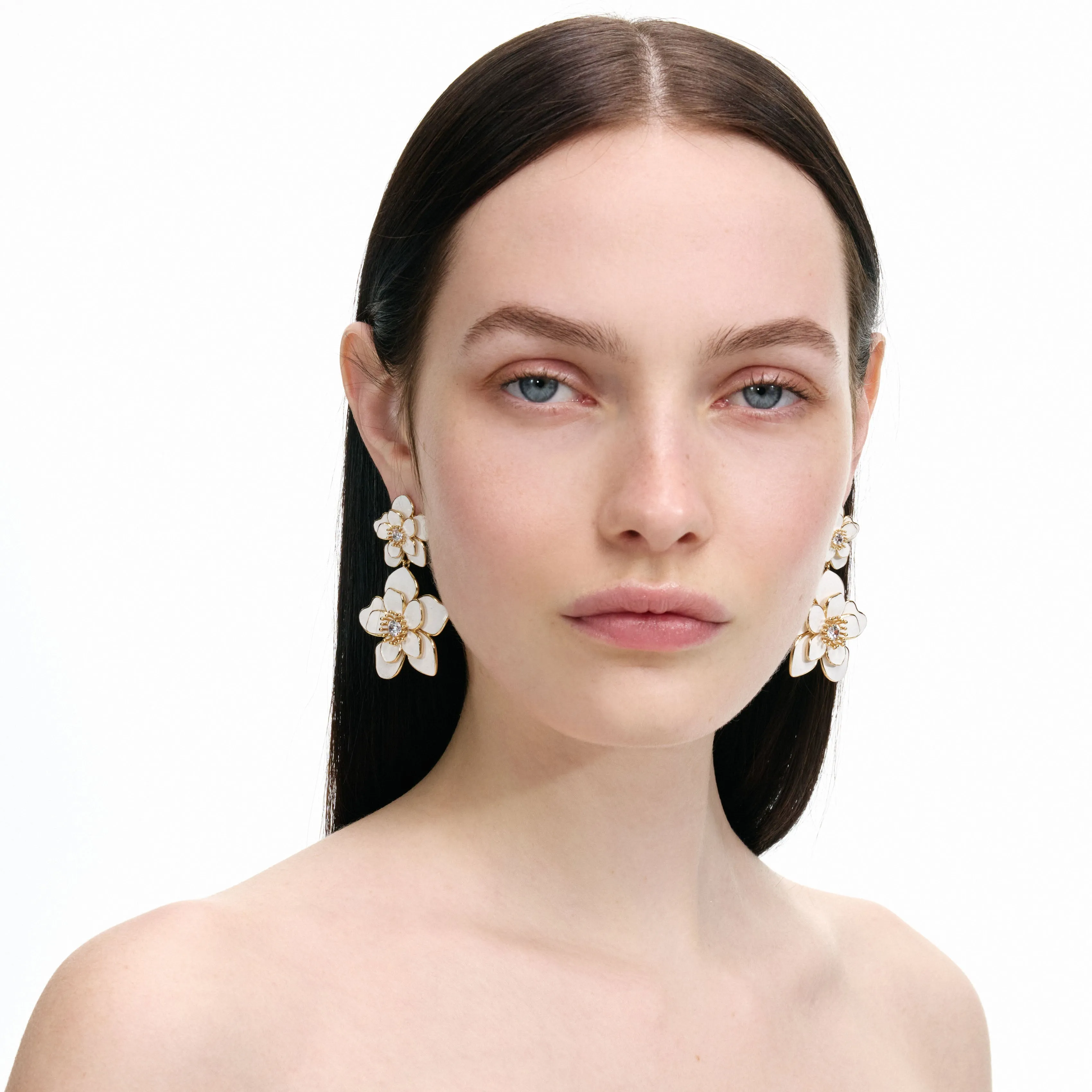 Enamel Flower Tiered Earrings Self Portrait