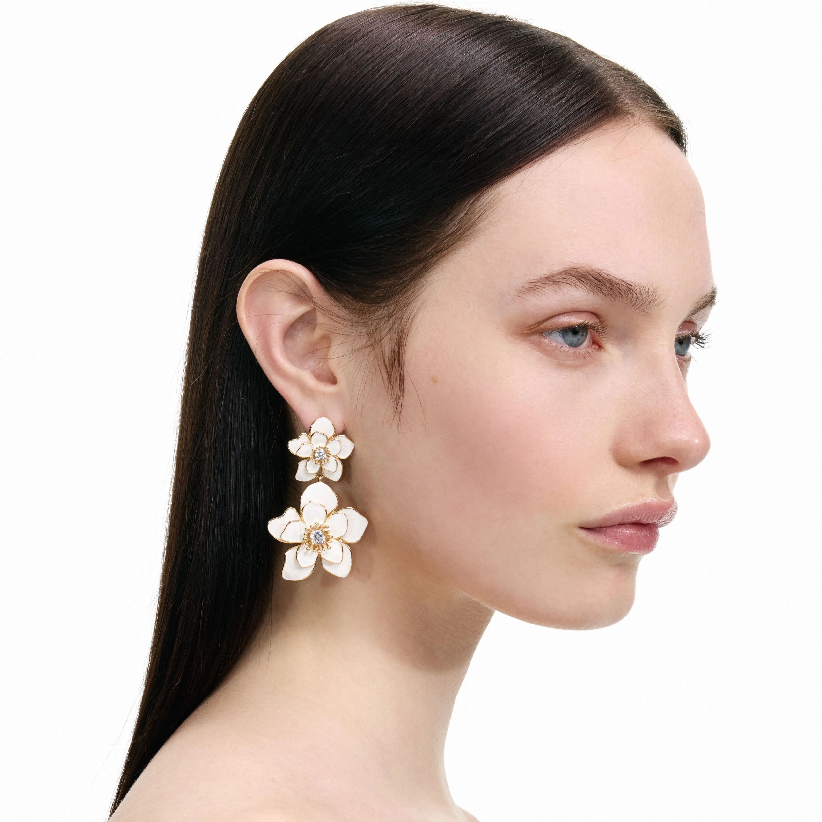 Enamel Flower Tiered Earrings Self Portrait