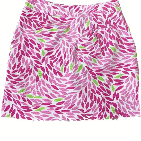 EP Pro Pink & Green Leaf Pattern Skort