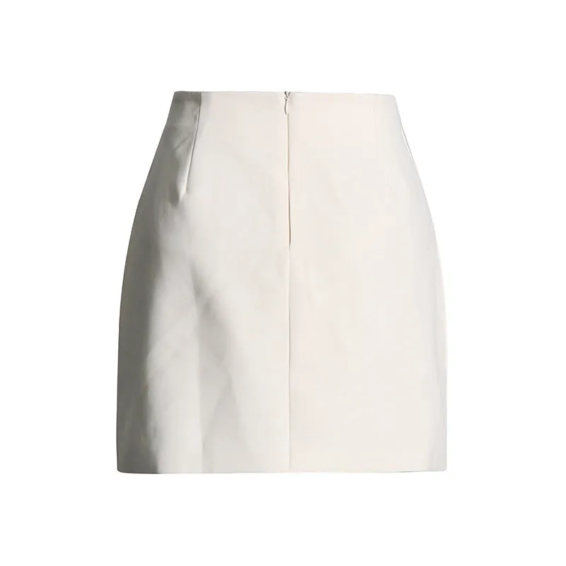 ESTHER WHITE 3D FLORAL LONG SLEEVE TOP MINI SKIRT SET Gloria Lanvin