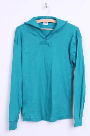 Etirel Womens 40 M/L Shirt Blouse Golf Zip Neck Cotton Sea Color