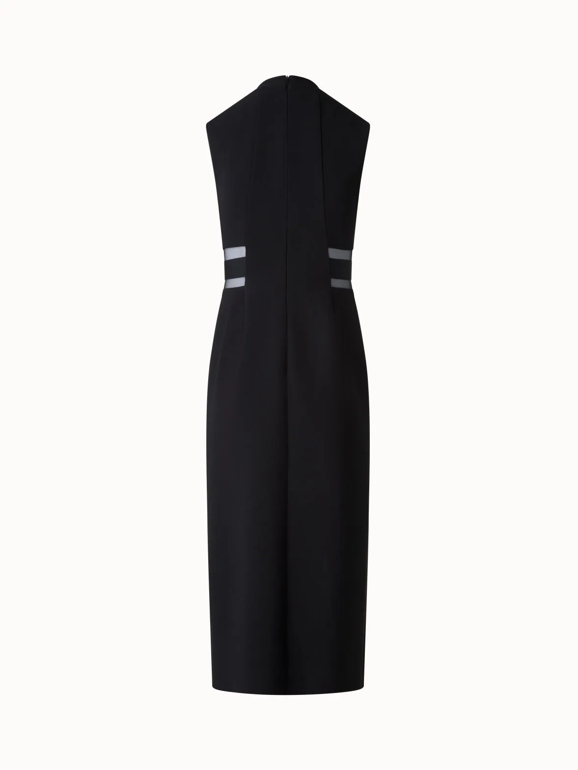 Evening Sheath Dress with Tulle Waist Inset 