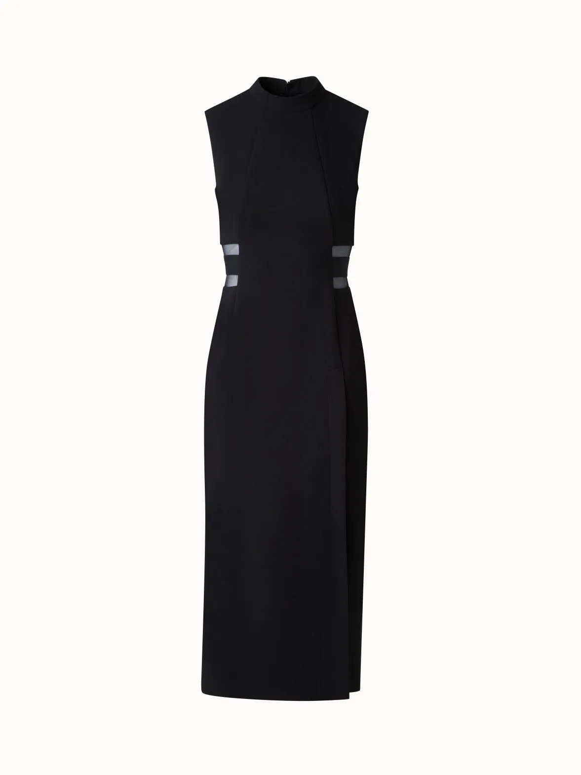 Evening Sheath Dress with Tulle Waist Inset 