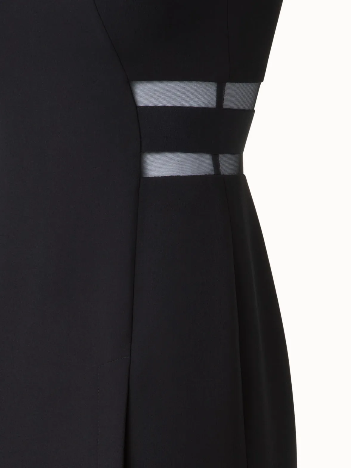 Evening Sheath Dress with Tulle Waist Inset 