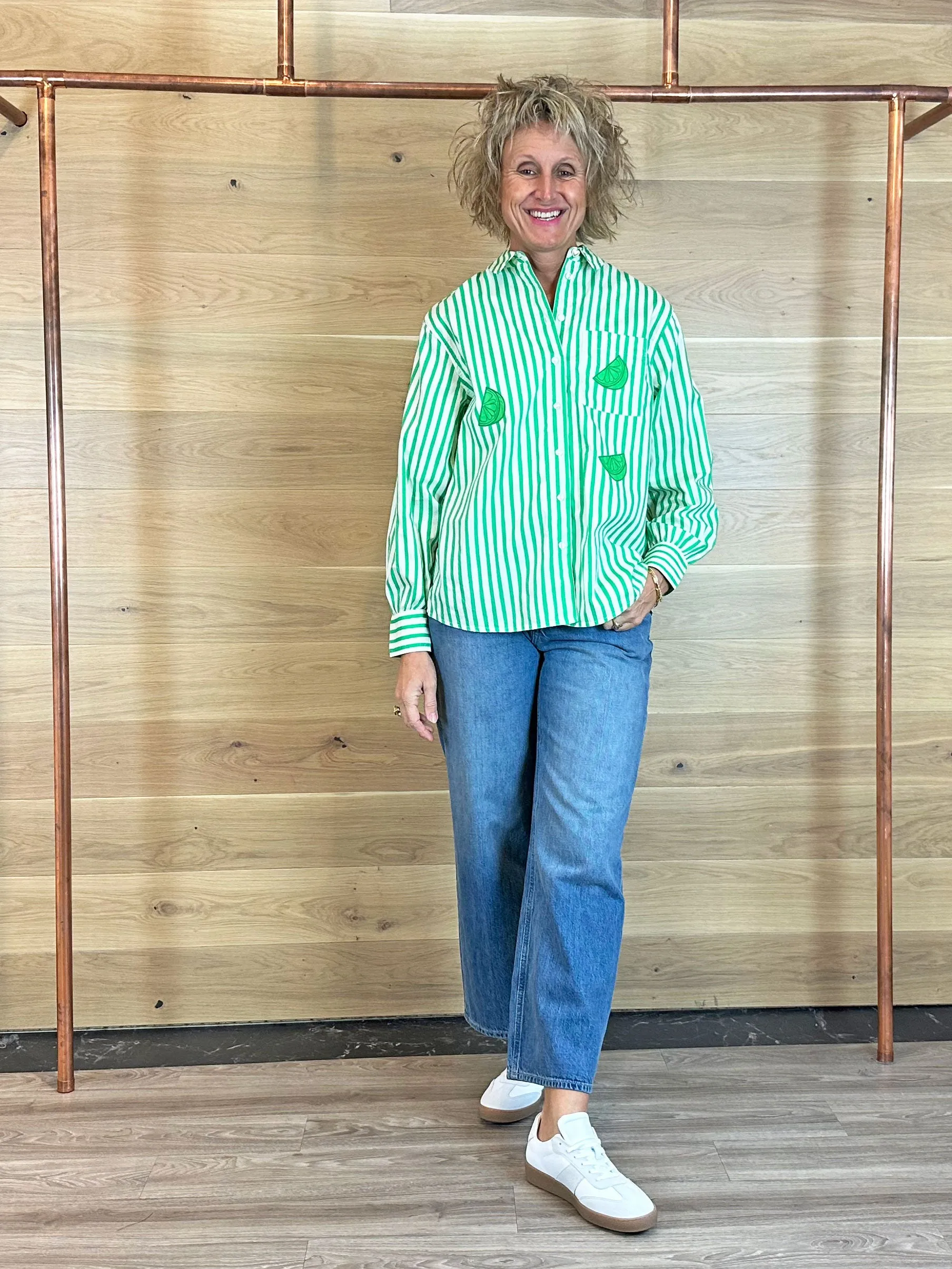 Fabienne Chapot Alex Blouse Green Jil Stripe