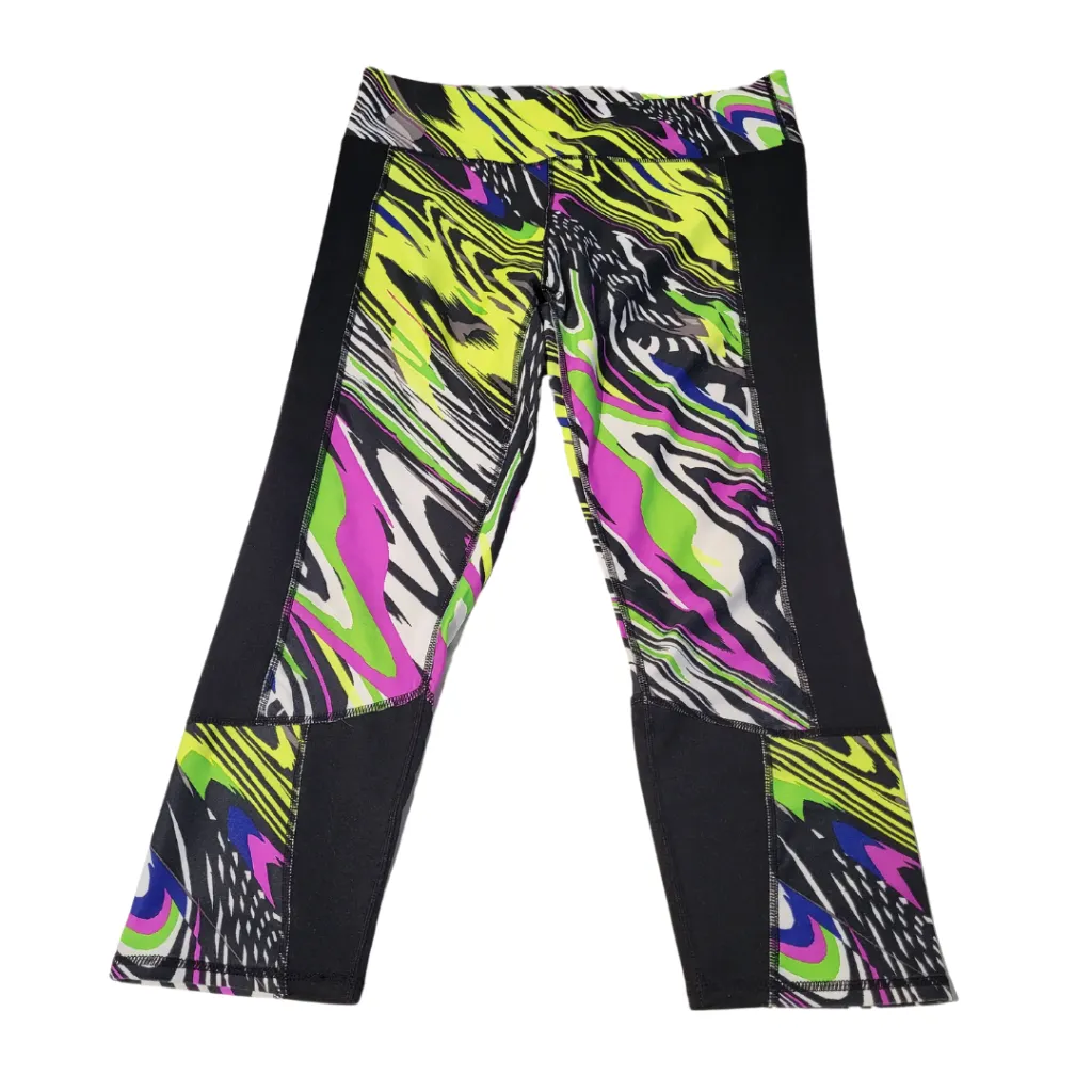 Fabletics Multicolored Abstract Blur Print Capris Leggings Size M