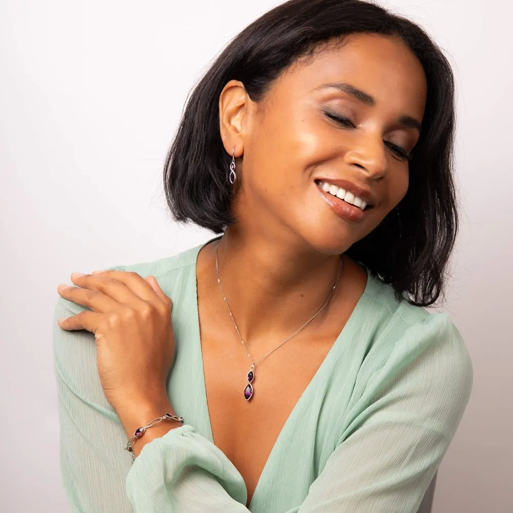 Fiorelli Silver Amethyst Crystal Necklace P4799M