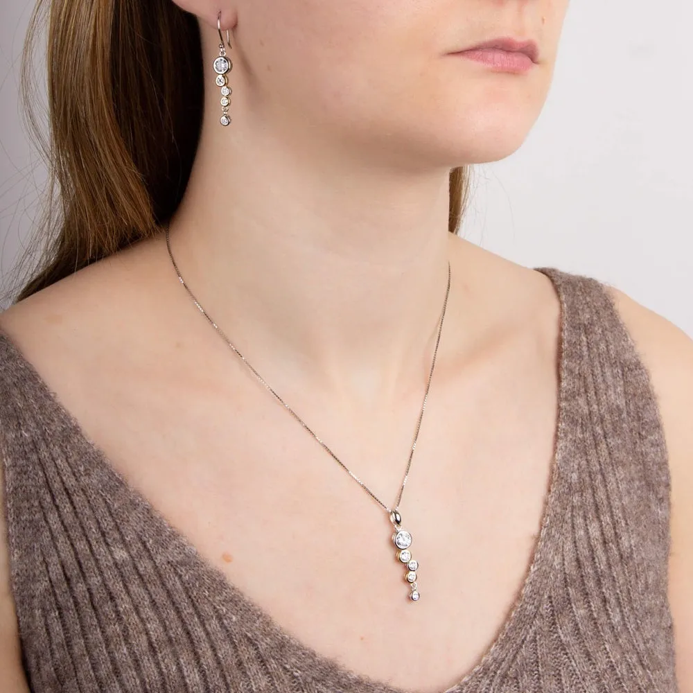 Fiorelli Silver and Gold Tone Waterfall Pendant & Chain P3457C