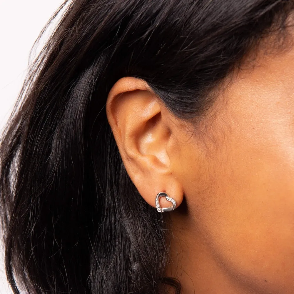 Fiorelli Silver Heart CZ Earrings E5085C
