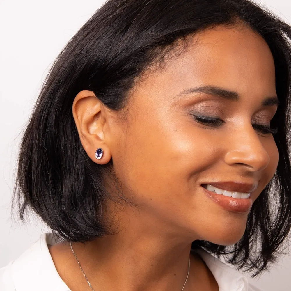 Fiorelli Silver Purple Crystal Stud Earrings E6379M
