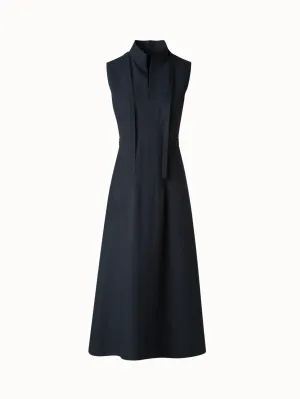 Fit-and-Flare Cotton Midi Dress with Bow 