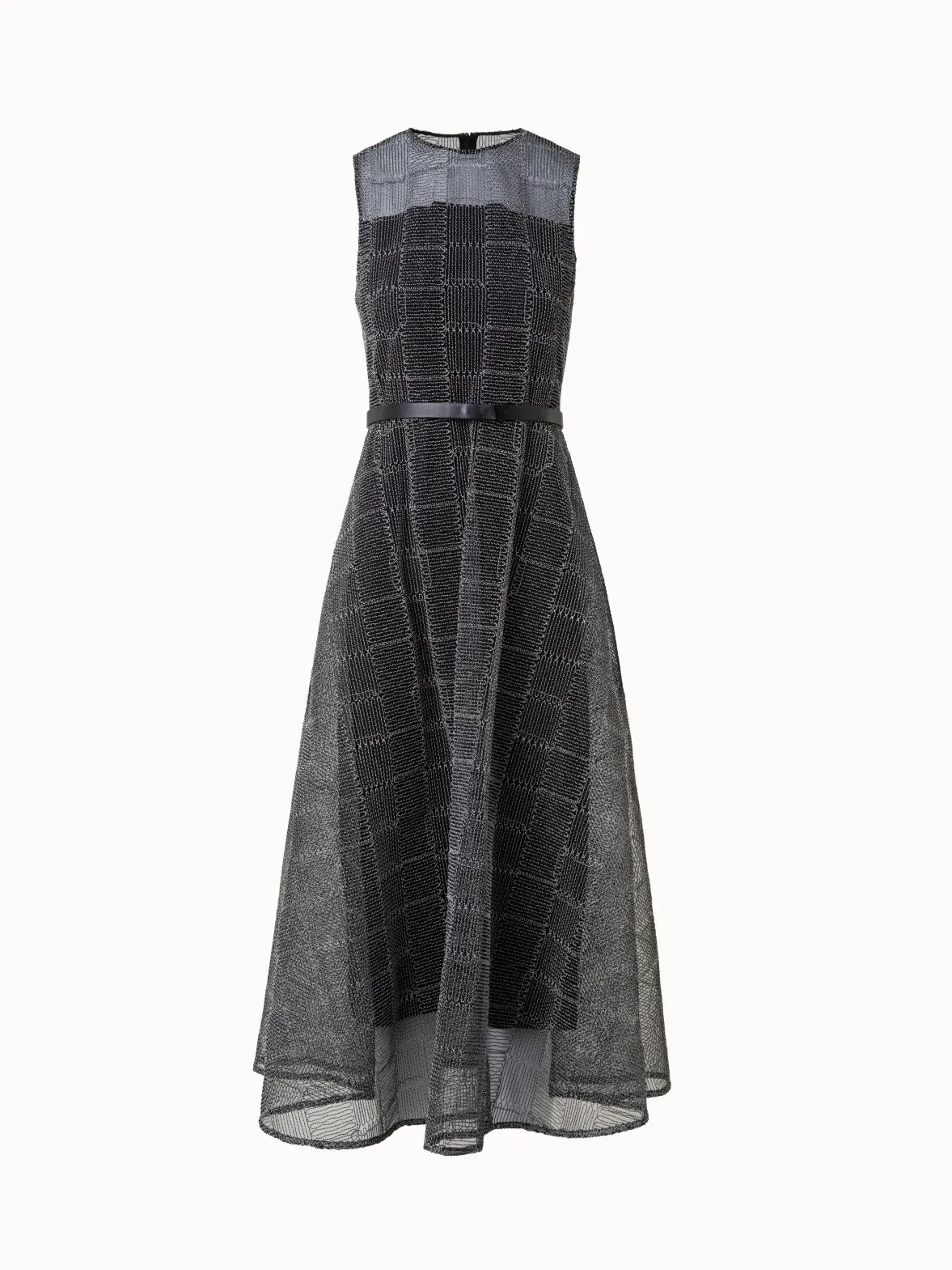 Fit and Flare Squares on Tulle Midi Dress 