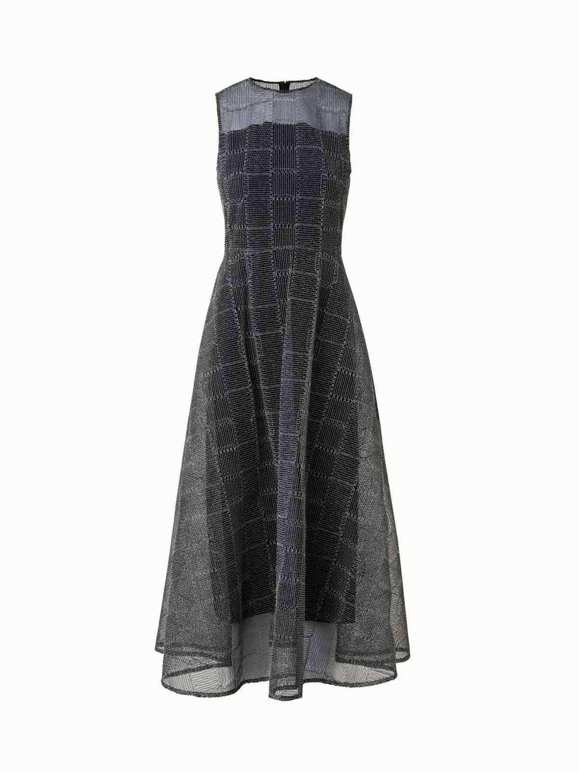 Fit and Flare Squares on Tulle Midi Dress 