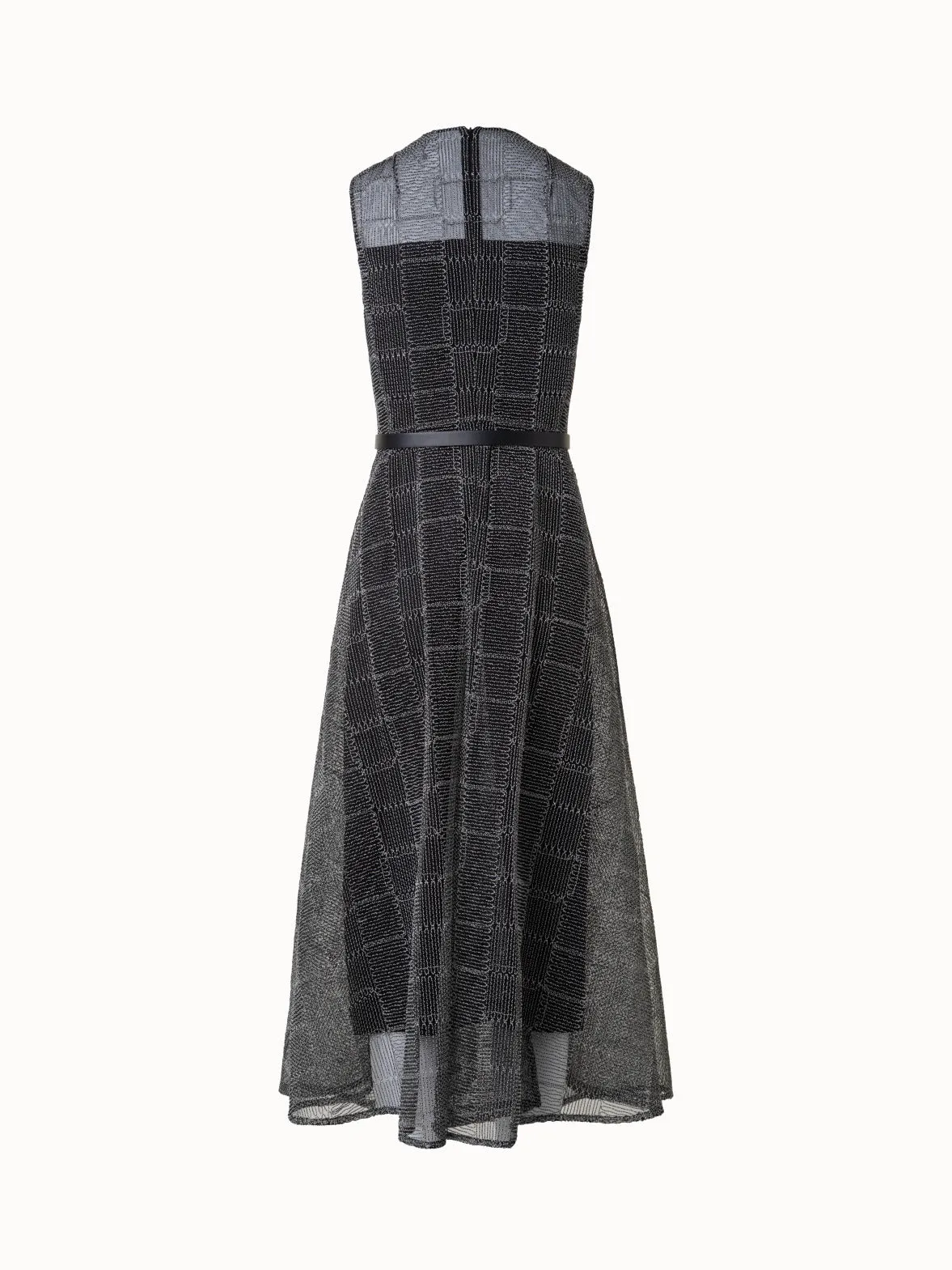 Fit and Flare Squares on Tulle Midi Dress 