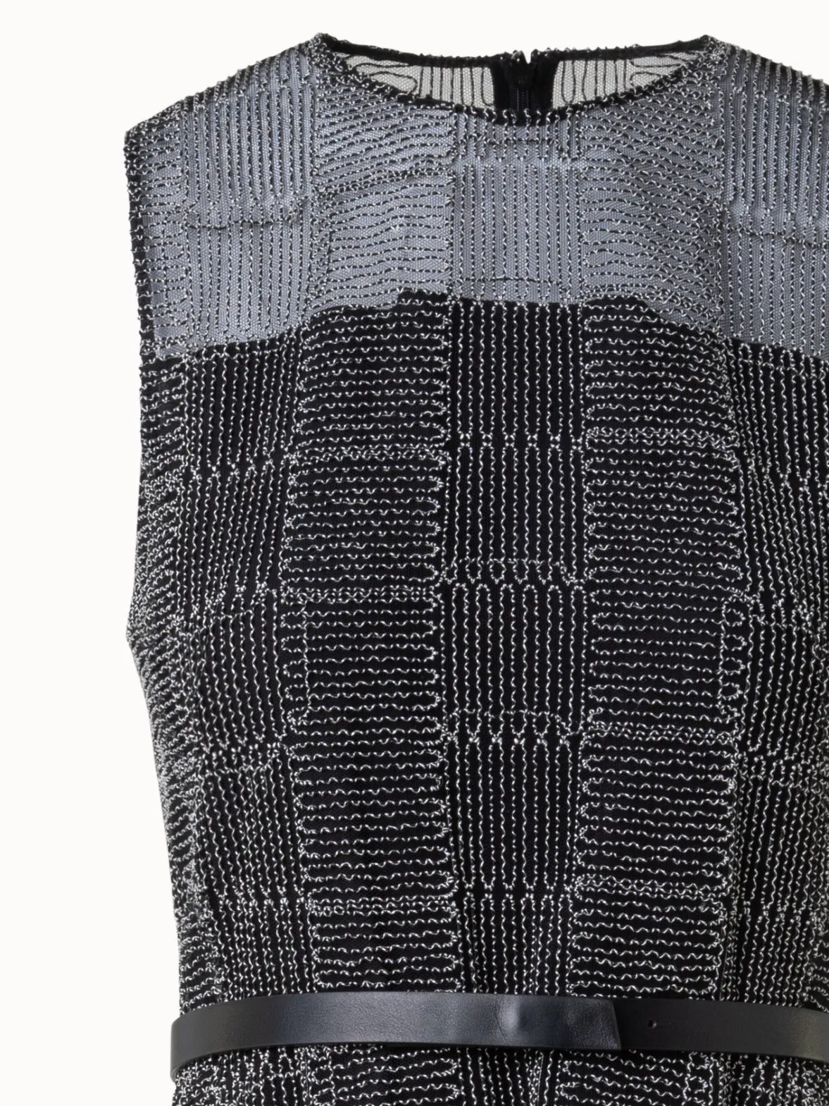 Fit and Flare Squares on Tulle Midi Dress 