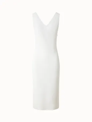 Fitted Midi Knit Dress with Double-V-Neck 