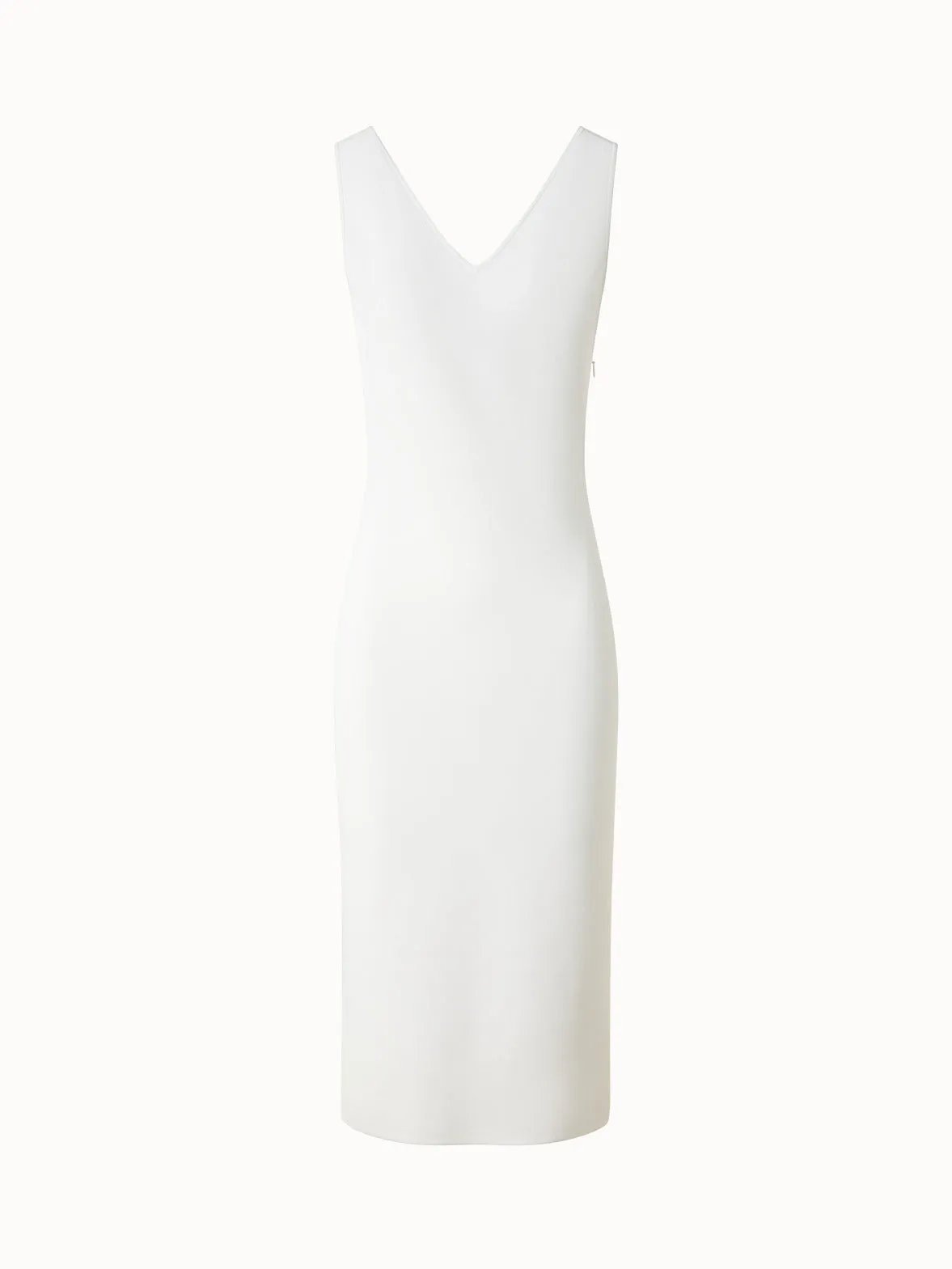 Fitted Midi Knit Dress with Double-V-Neck 