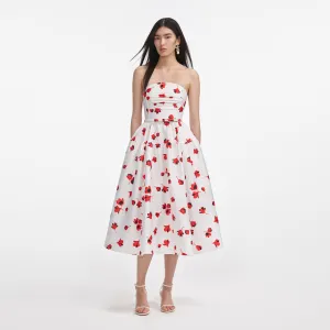 Floral Print Taffeta Midi Dress Self Portrait