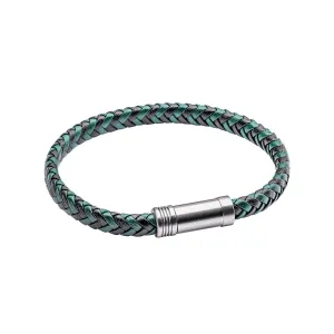 Fred Bennett Green and Black Leather Mens Bracelet B5375