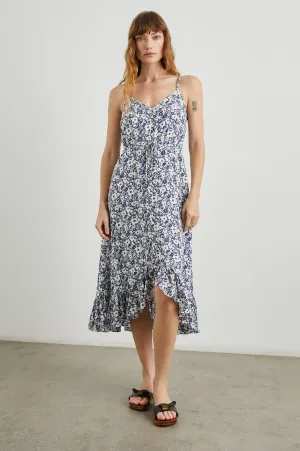 FRIDA DRESS - NAVY WHITE TEXTURE FLORAL Rails