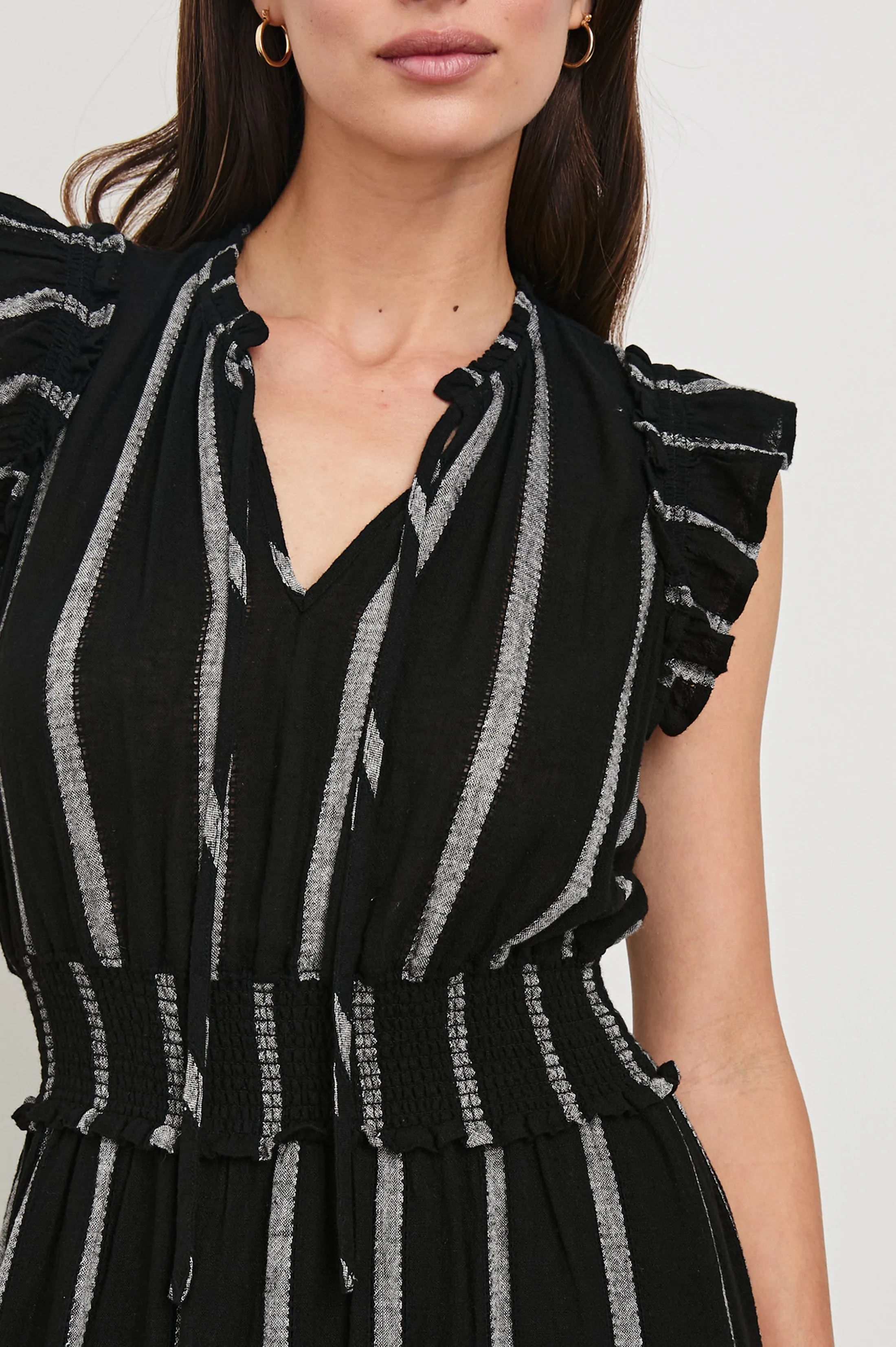 GARDEN DRESS - ASH LENO STRIPE Rails