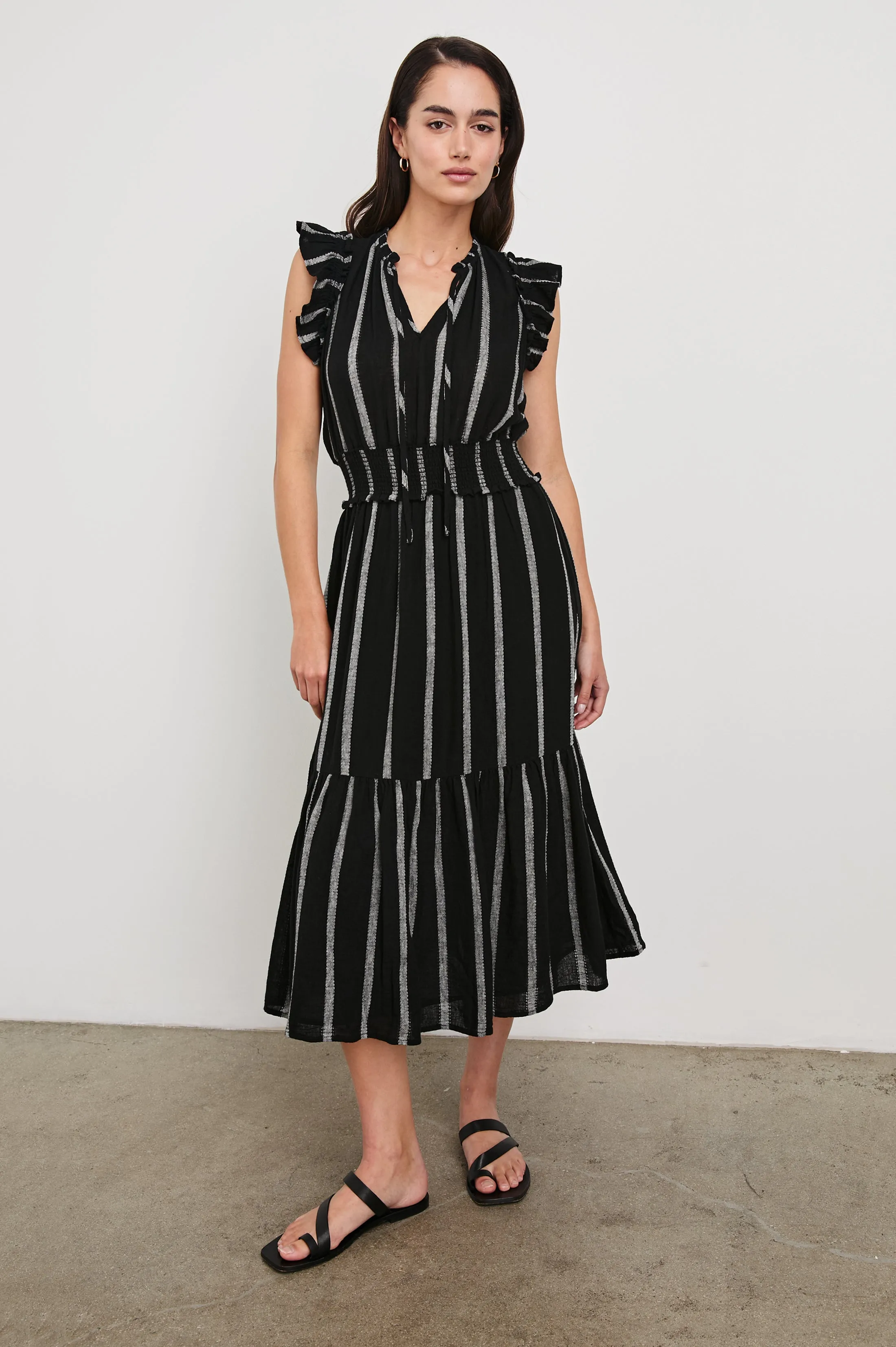 GARDEN DRESS - ASH LENO STRIPE Rails