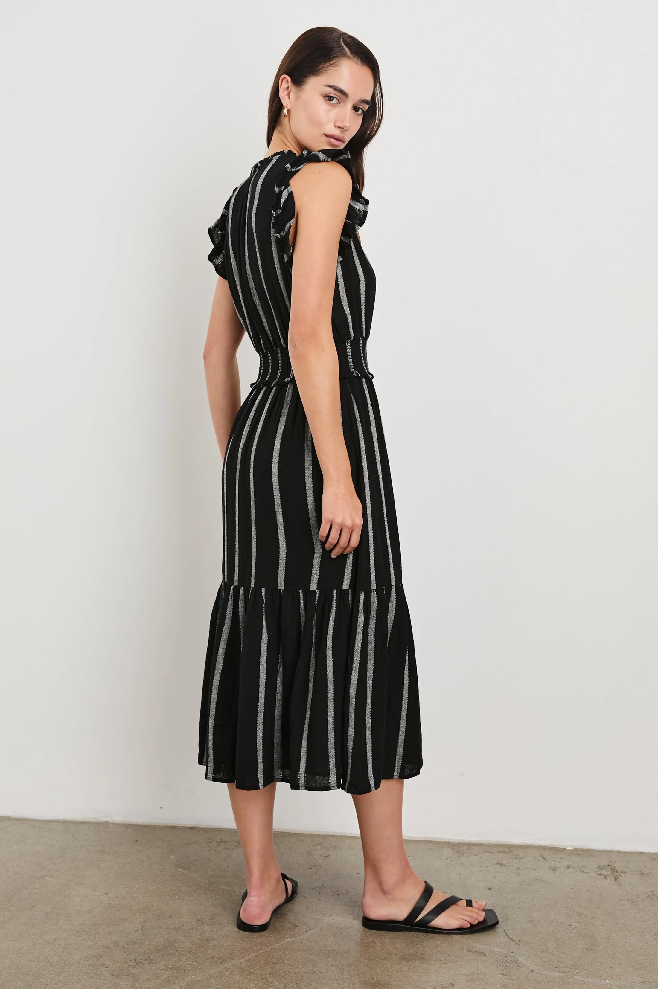 GARDEN DRESS - ASH LENO STRIPE Rails