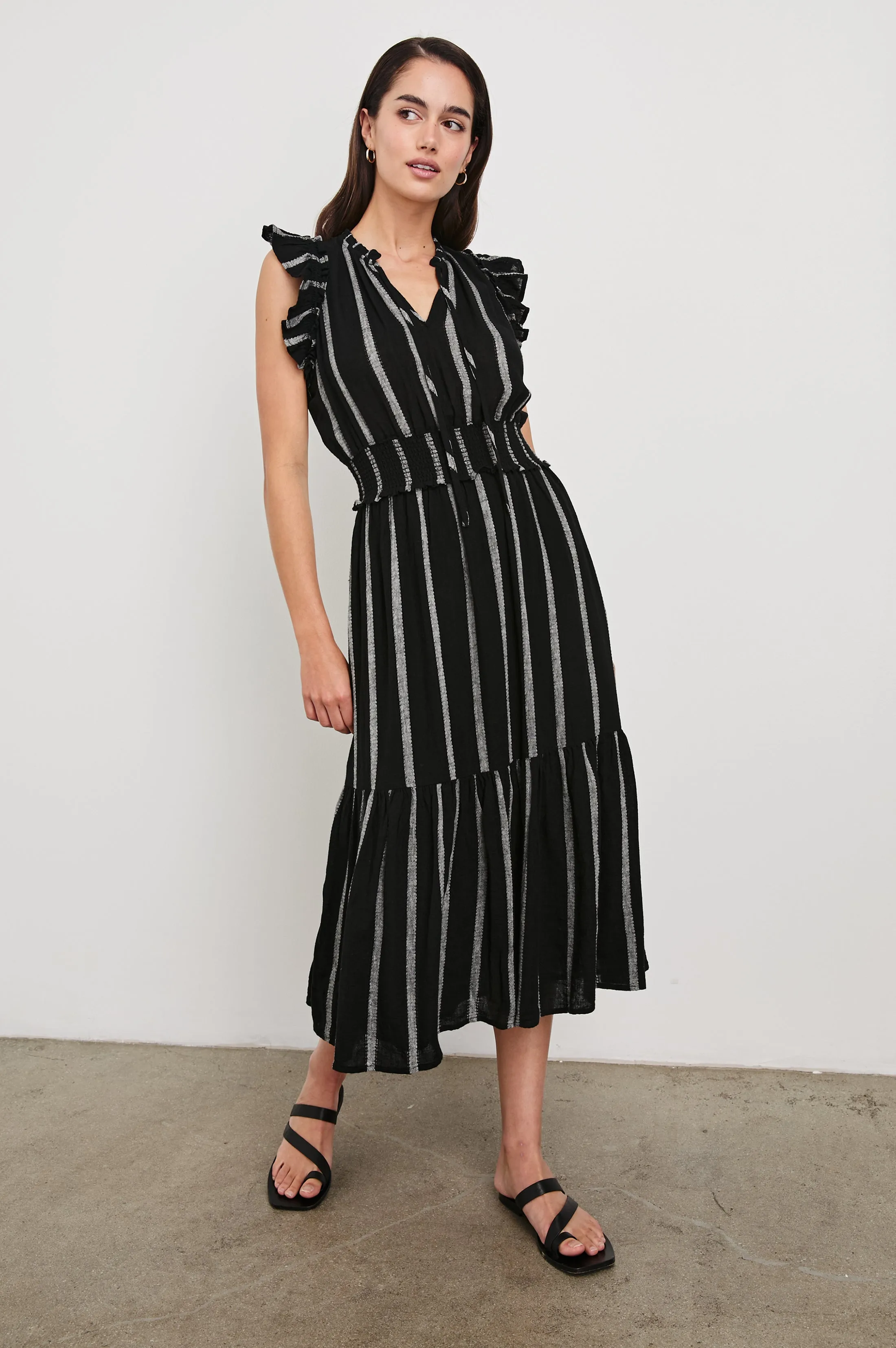 GARDEN DRESS - ASH LENO STRIPE Rails