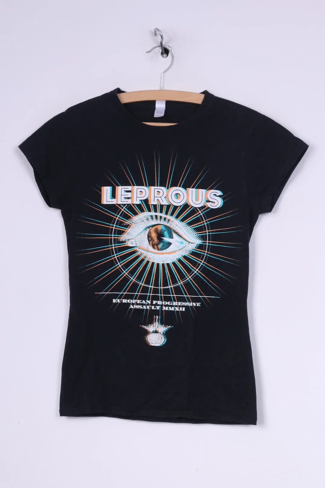 Gildan Ring Spun Womens S T-Shirt Graphic Black Cotton Leprous Short Sleeve Top Metal Band