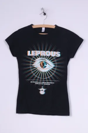 Gildan Ring Spun Womens S T-Shirt Graphic Black Cotton Leprous Short Sleeve Top Metal Band