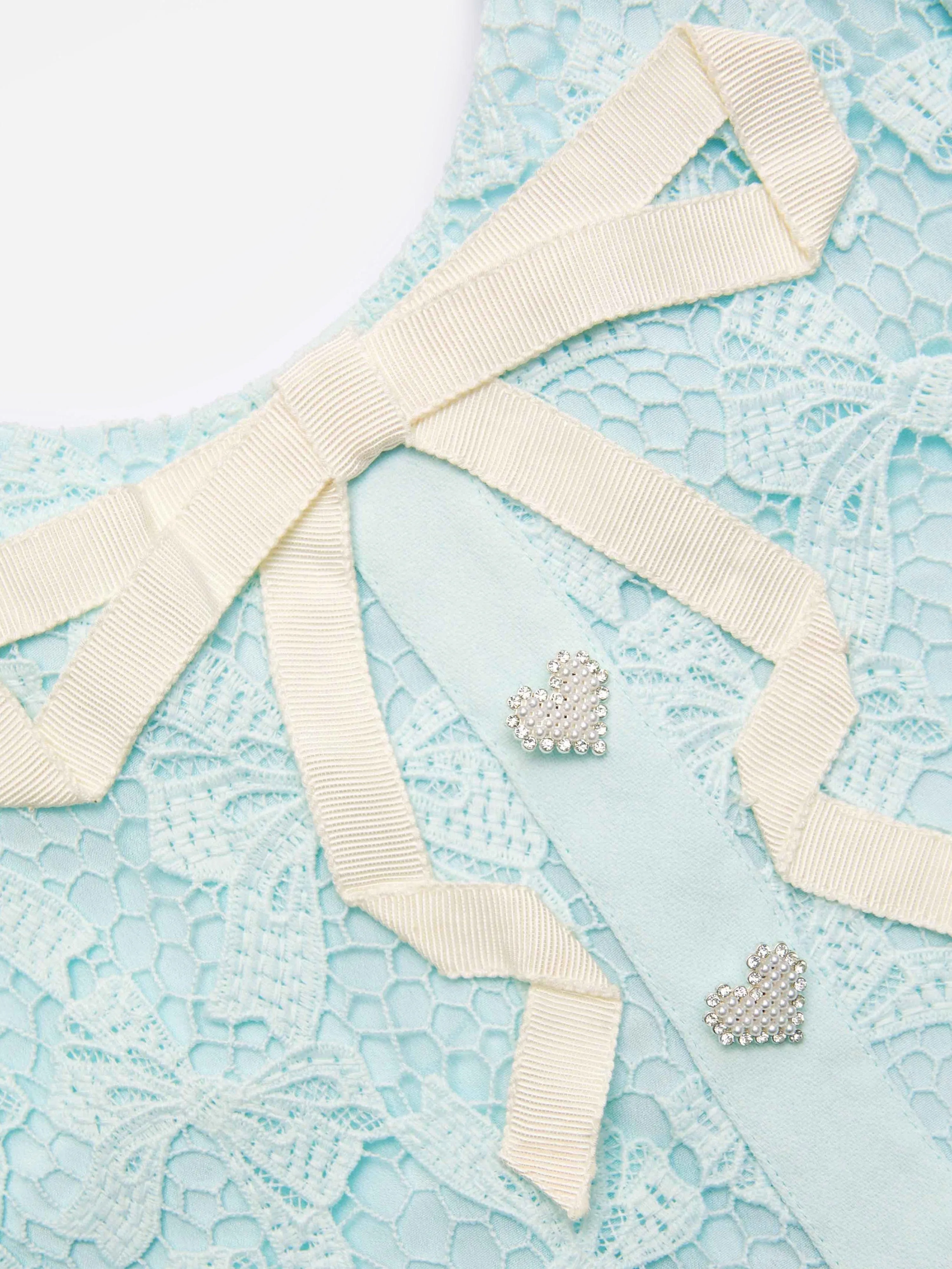 Girls Bow Lace Dress in Blue