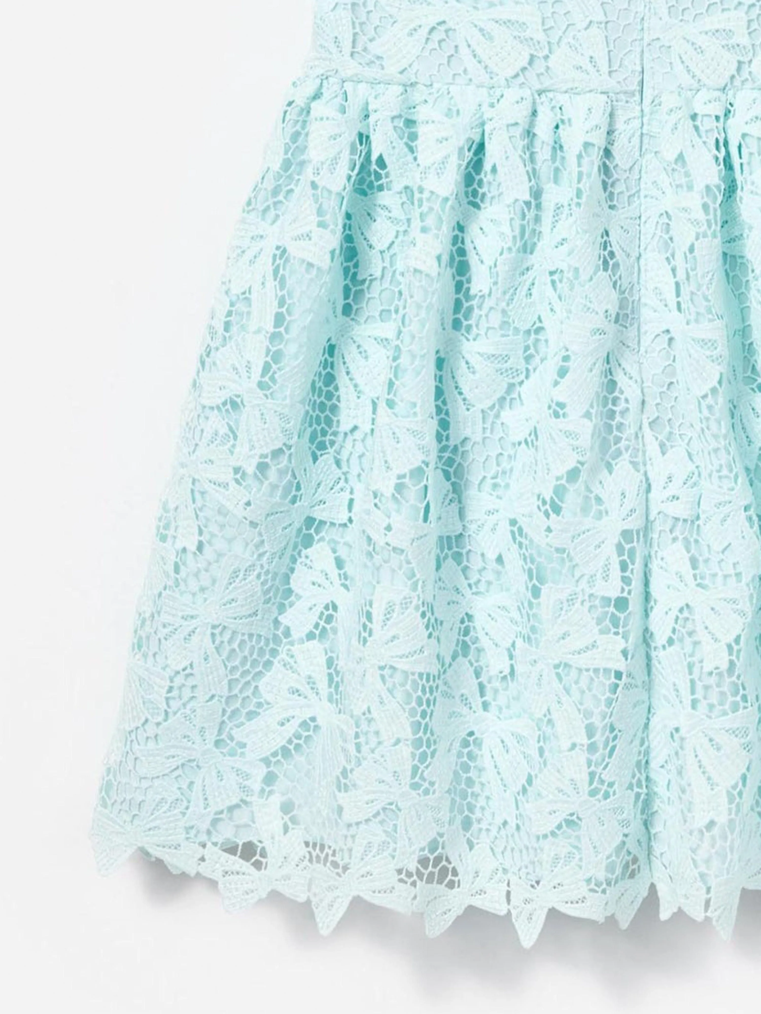 Girls Bow Lace Dress in Blue